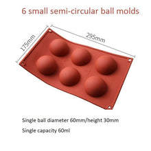 Load image into Gallery viewer, Ball Sphere Silicone Mold For Cake Pastry Baking Chocolate Candy Fondant Bakeware Round Shape Dessert Mould DIY Decorating
