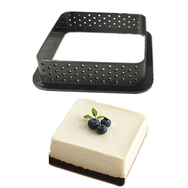 New Kitchen Mousse Ring French Dessert DIY Mold Bakeware Household Plastic Round Square Pie Ring Perforated Non-Stick Cake Tool